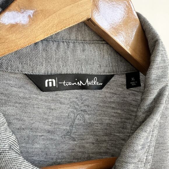 Travis Mathew‎ Performance Golf Polo Shirt Mens XL Gray Short Sleeve Palm Trees - Picture 4 of 7